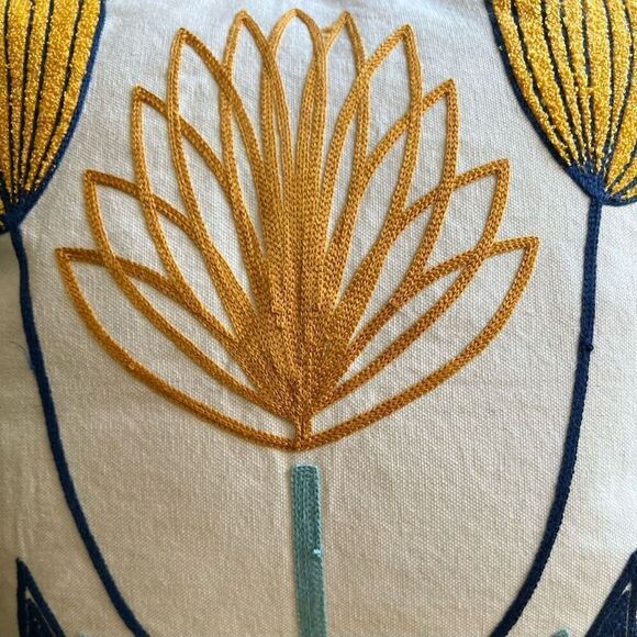 Lotus Flower Embroidered Pillow Throw Cover - Picture 3 of 6